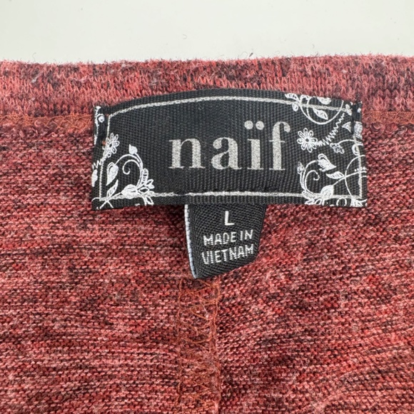 Naif Anthropologie Top Women Large Heather Brown Cold Shoulder Long Sleeve Knit - Picture 5 of 8